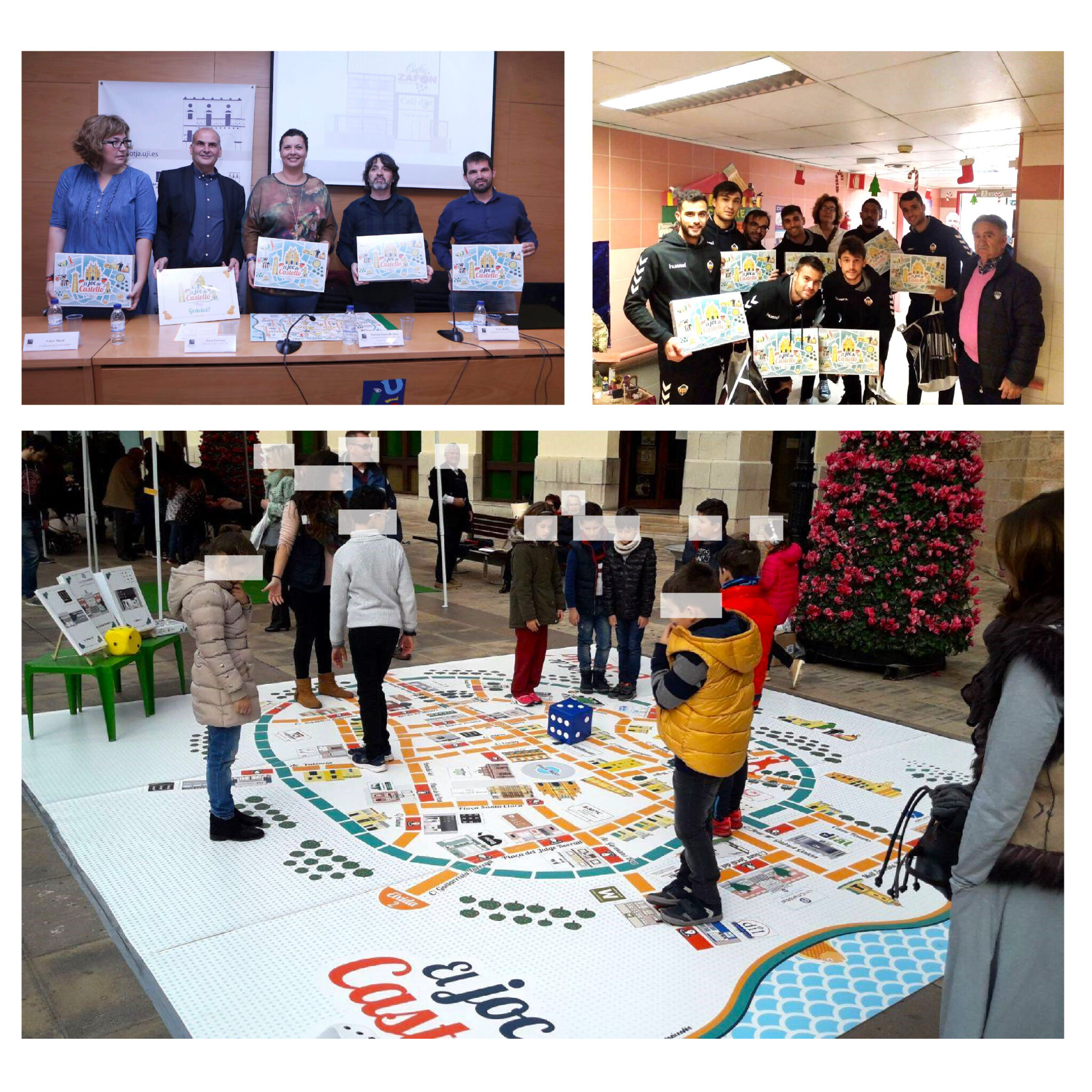 Community members present and play large Castelló board game