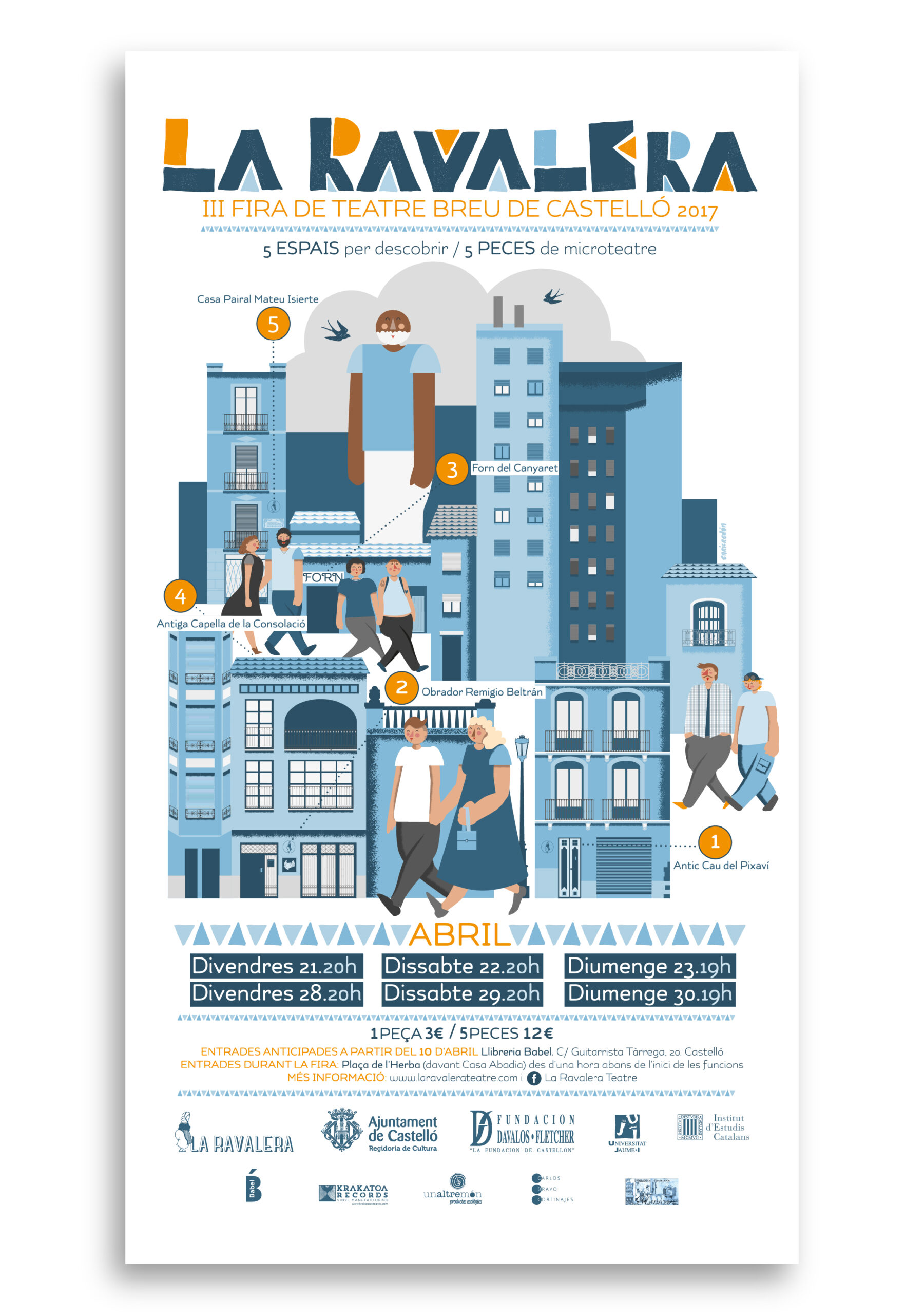 La Ravalera theatre festival poster with illustrated cityscape
