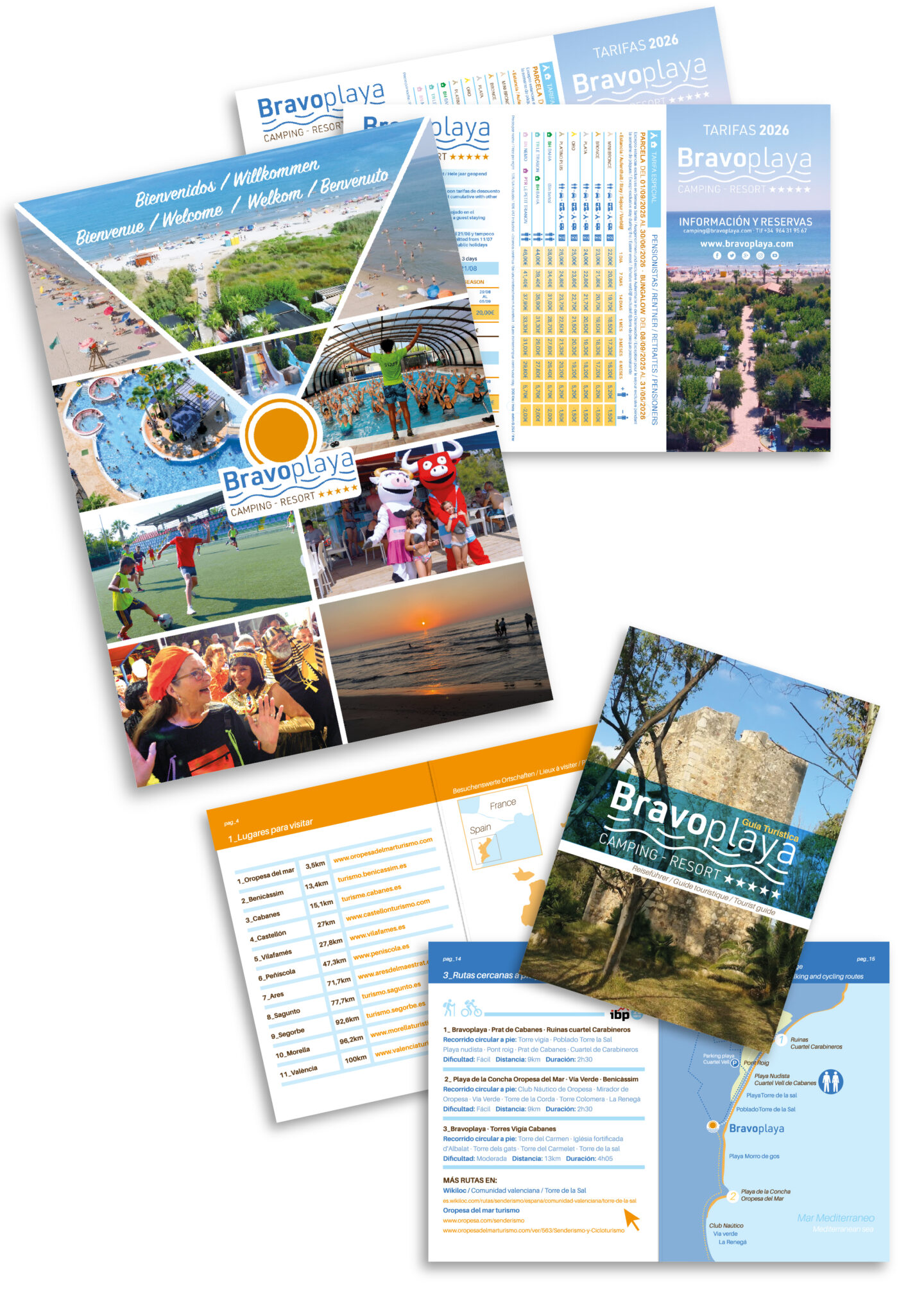 Bravoplaya Camping Resort promotional brochures and maps