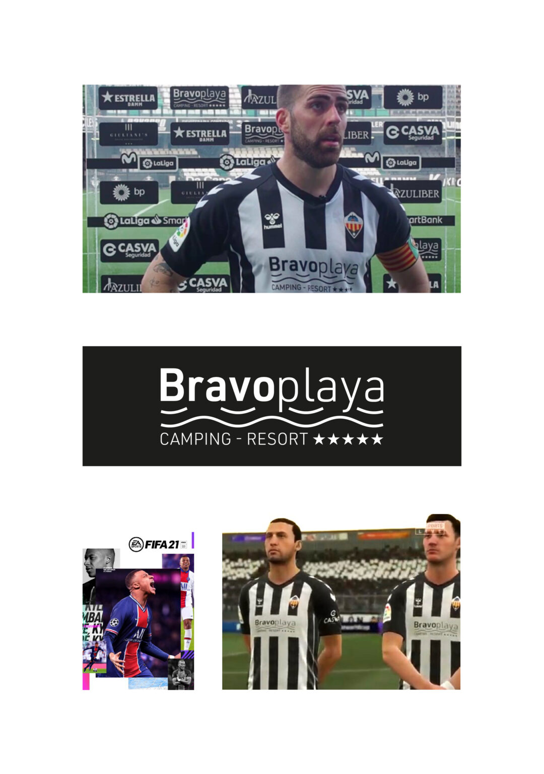 Soccer player interview and Bravoplaya sponsor logo montage