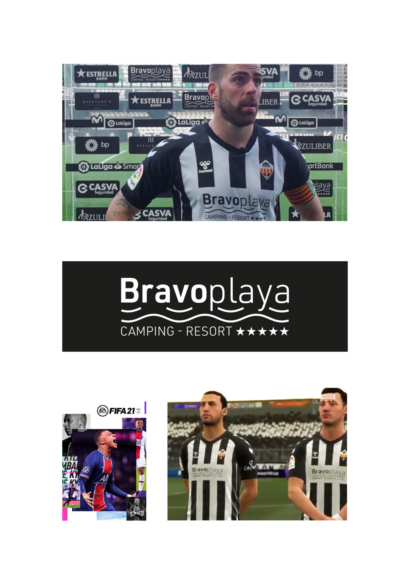 Soccer player interview and Bravoplaya sponsor logo montage