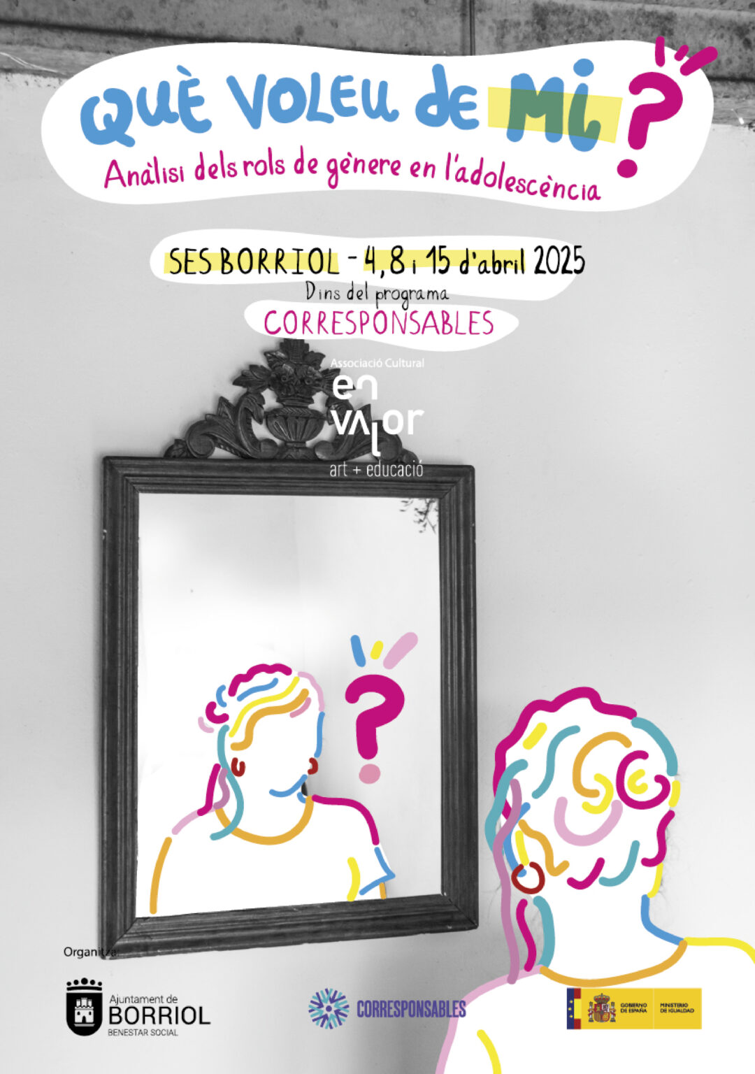 Gender roles adolescence workshop poster with mirror illustration