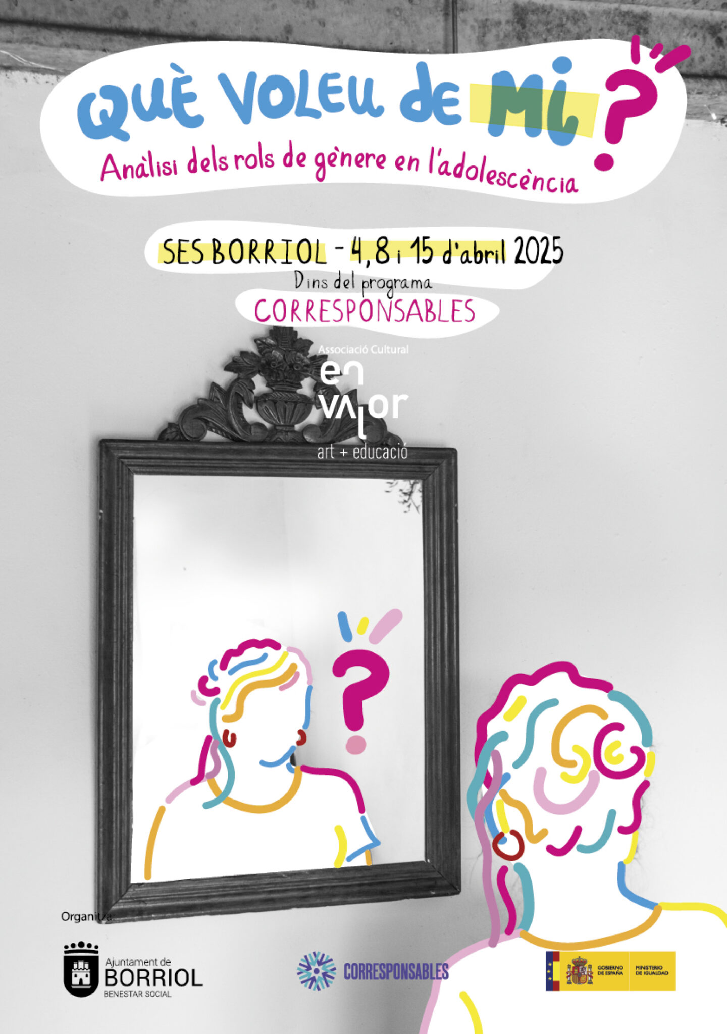 Gender roles adolescence workshop poster with mirror illustration
