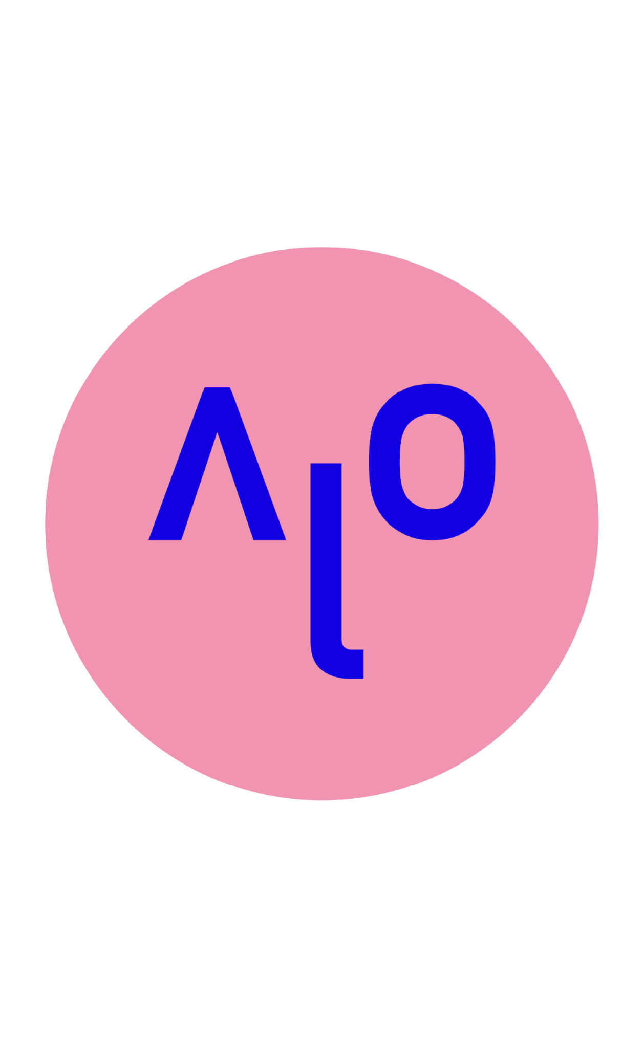Blue Alo text inside pink circle logo