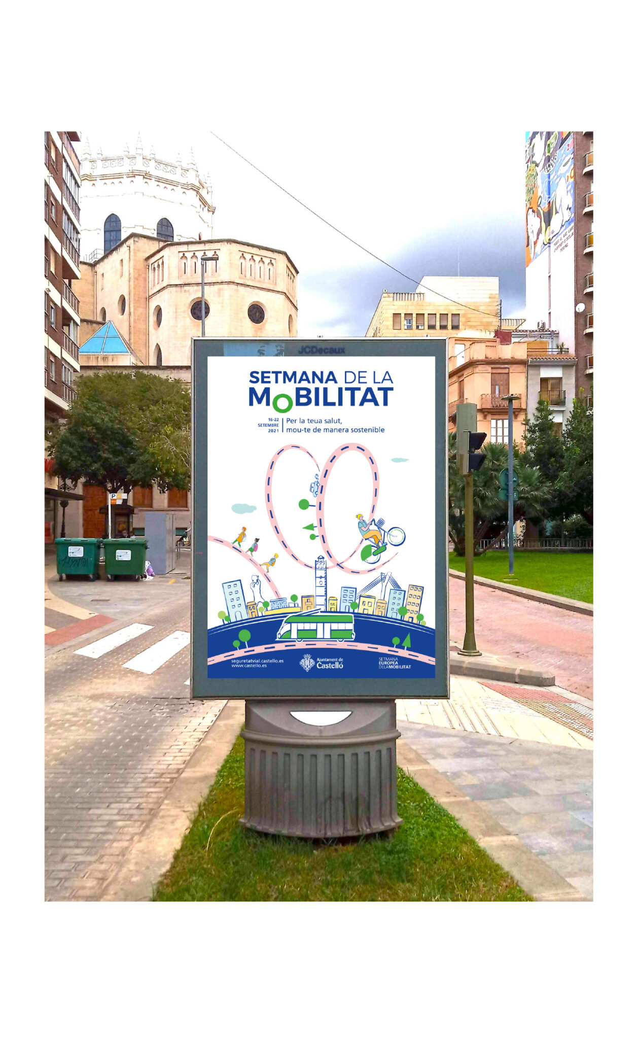 Street billboard promoting Mobility Week and sustainable transport
