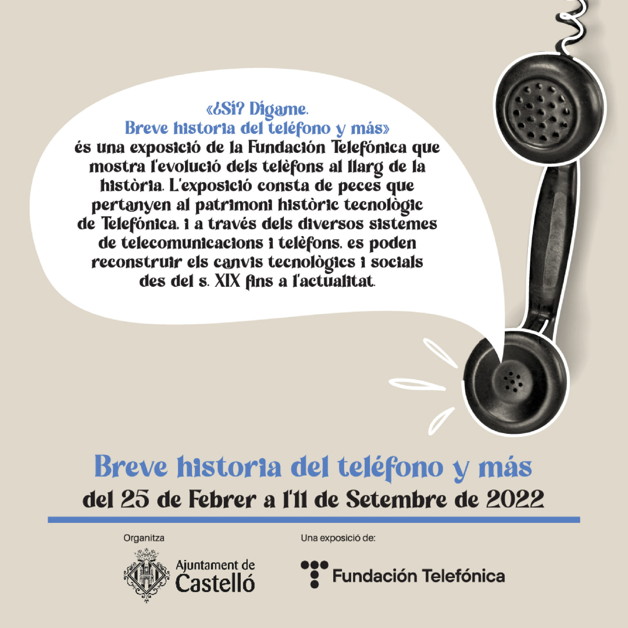 Poster for telephone history exhibition with vintage handset