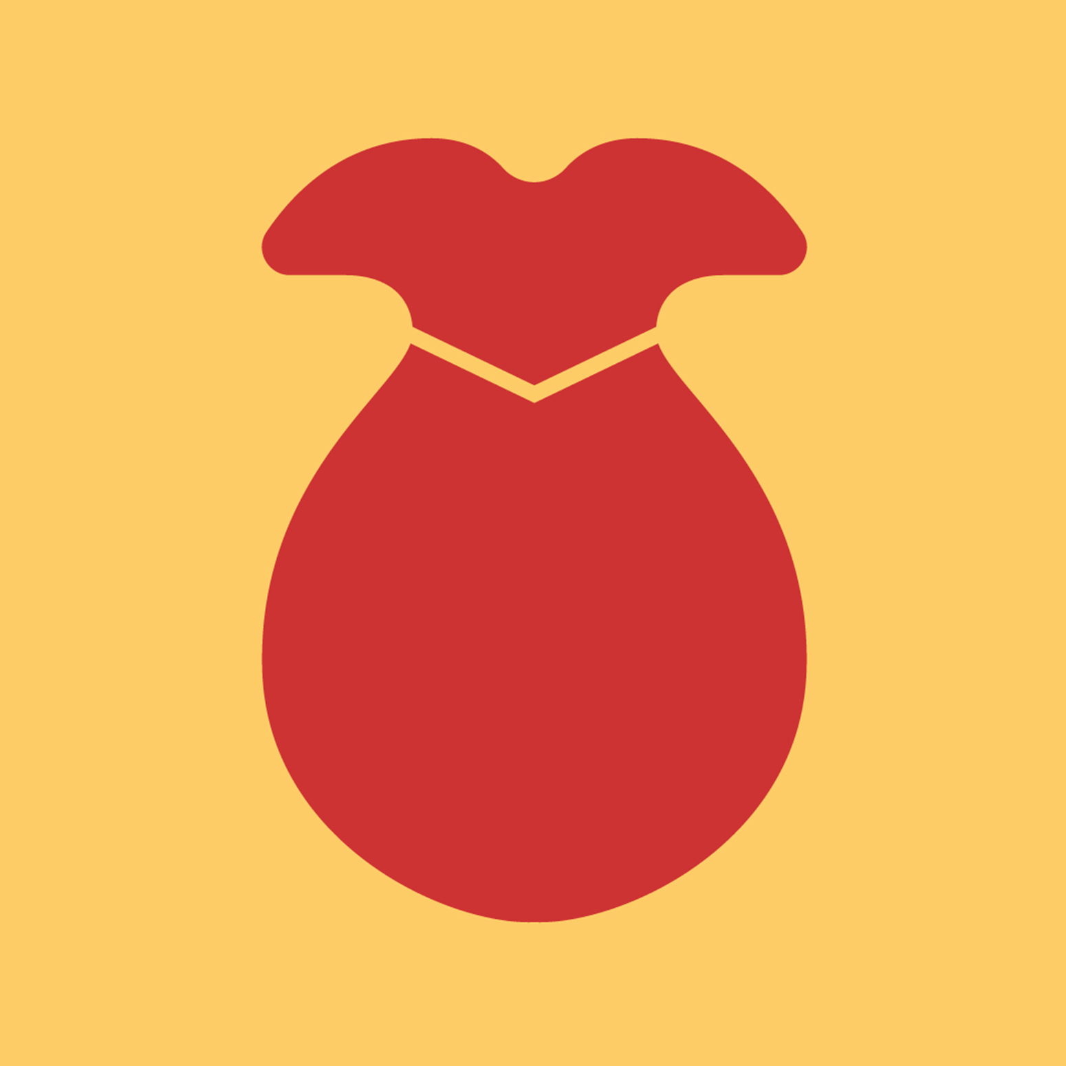 Red dress silhouette on yellow background