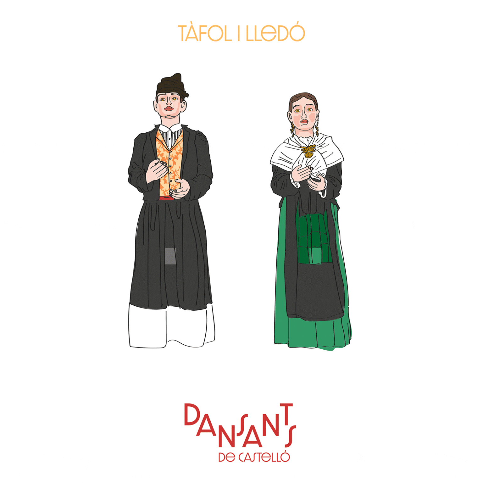 Illustration of traditional Castelló dancers in costume