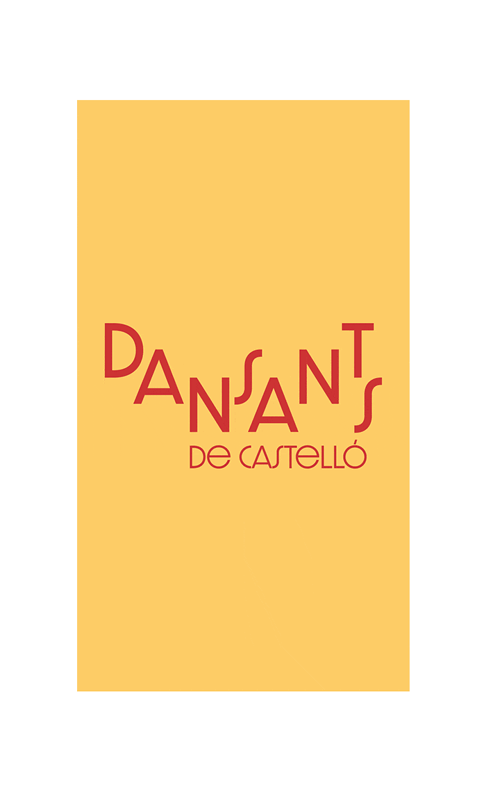 Dansants de Castelló red text on yellow background