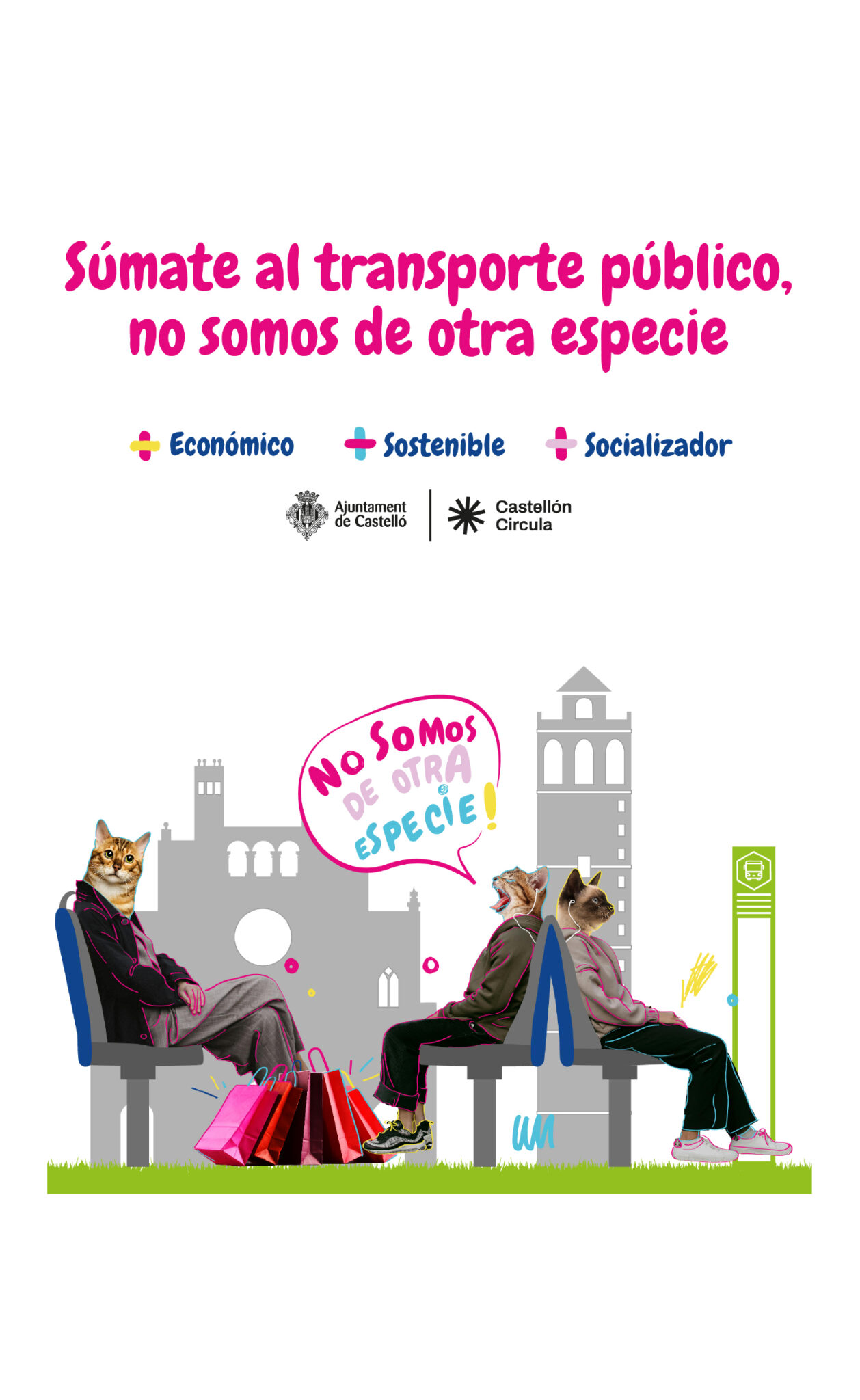 Cats with human bodies promote public transportation campaign